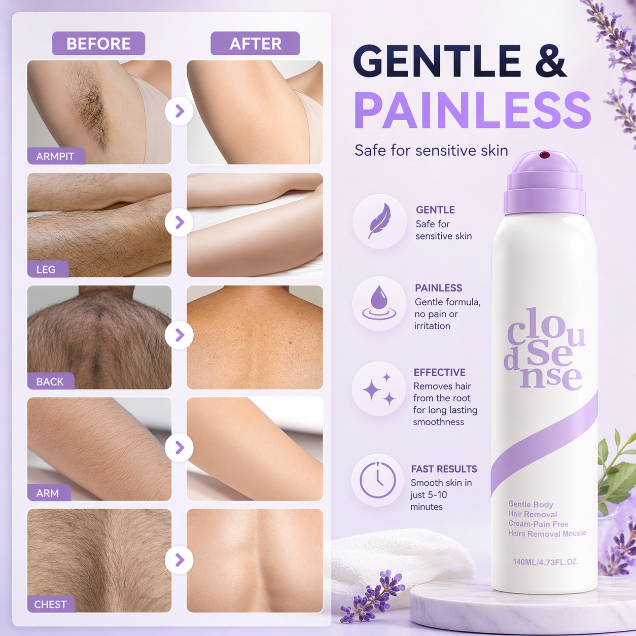 Gentle Hair Removal Body Mousse - Essential Cove